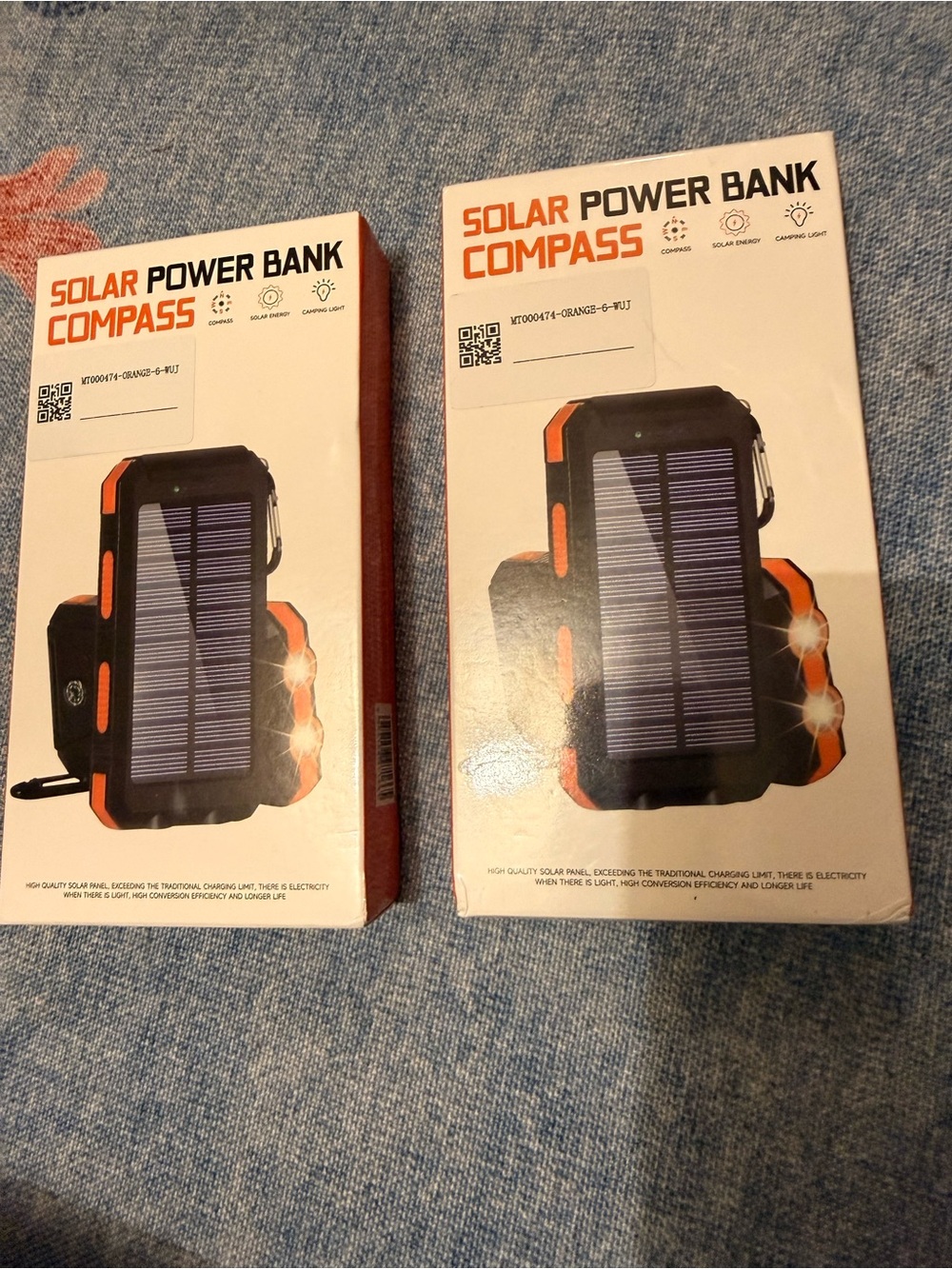 Source Unknown Orange and Black Solar Power Bank with Compass